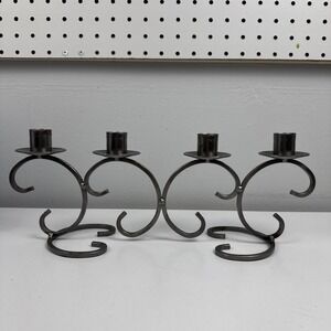 Vtg 80s Dalagruppen Sweden Wrought‎ Iron 4 Taper Candle Holder Scandinavian